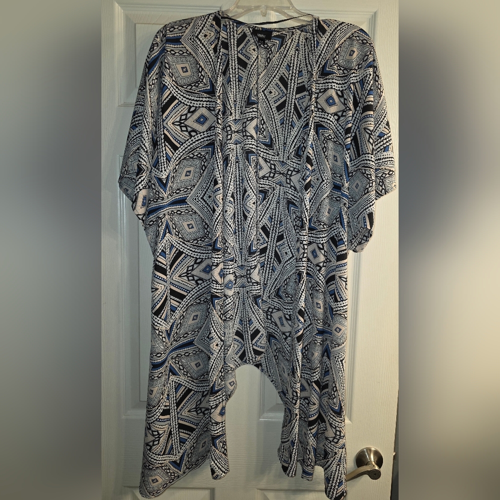 Women's Mossimo Oversized Geo Print Hi Low Kimono Cover Up Shirt Top XS
